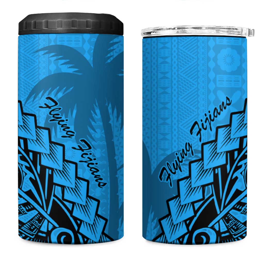 Blue Fiji Rugby 4 in 1 Can Cooler Tumbler Kaiviti Fijian Tribal World Cup LT9 One Size: 16 oz Blue - Polynesian Pride