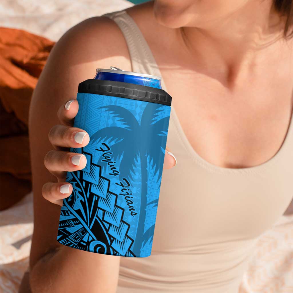 Blue Fiji Rugby 4 in 1 Can Cooler Tumbler Kaiviti Fijian Tribal World Cup LT9 - Polynesian Pride