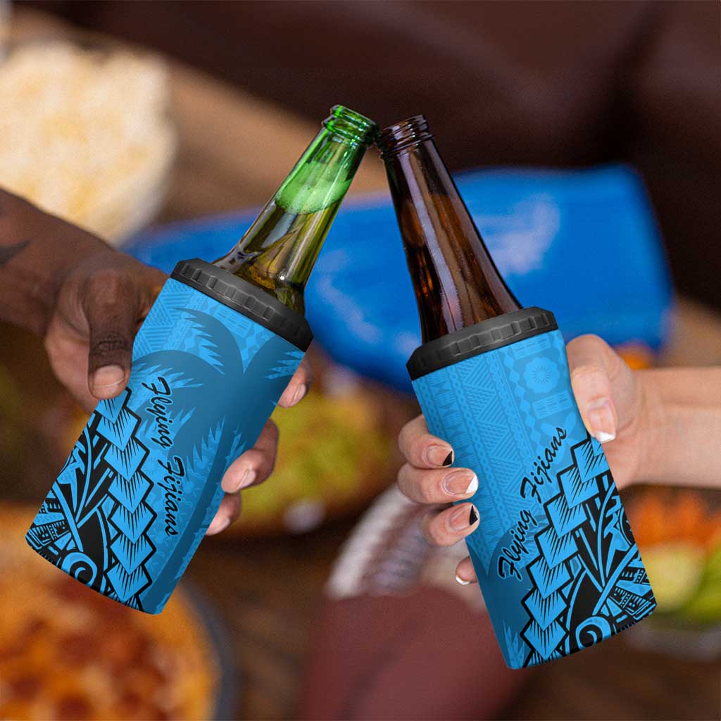 Blue Fiji Rugby 4 in 1 Can Cooler Tumbler Kaiviti Fijian Tribal World Cup LT9 - Polynesian Pride