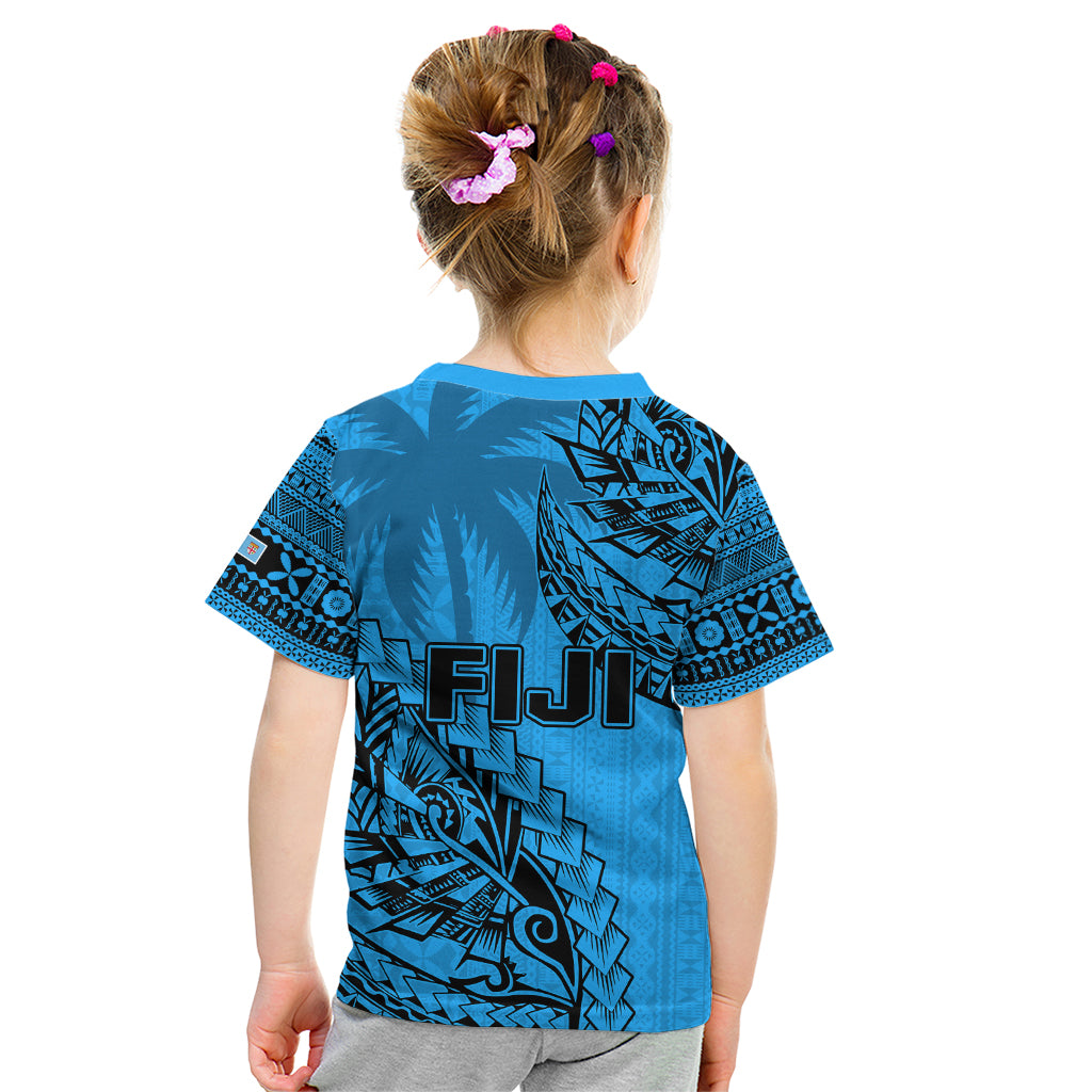 Fiji Rugby Kid T Shirt Kaiviti Fijian Tribal World Cup Blue No1 LT9 - Polynesian Pride