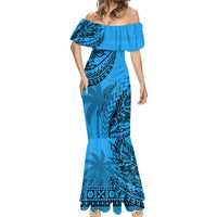 Custom Fiji Rugby Mermaid Dress Kaiviti Fijian Tribal World Cup Blue No1 LT9 - Polynesian Pride