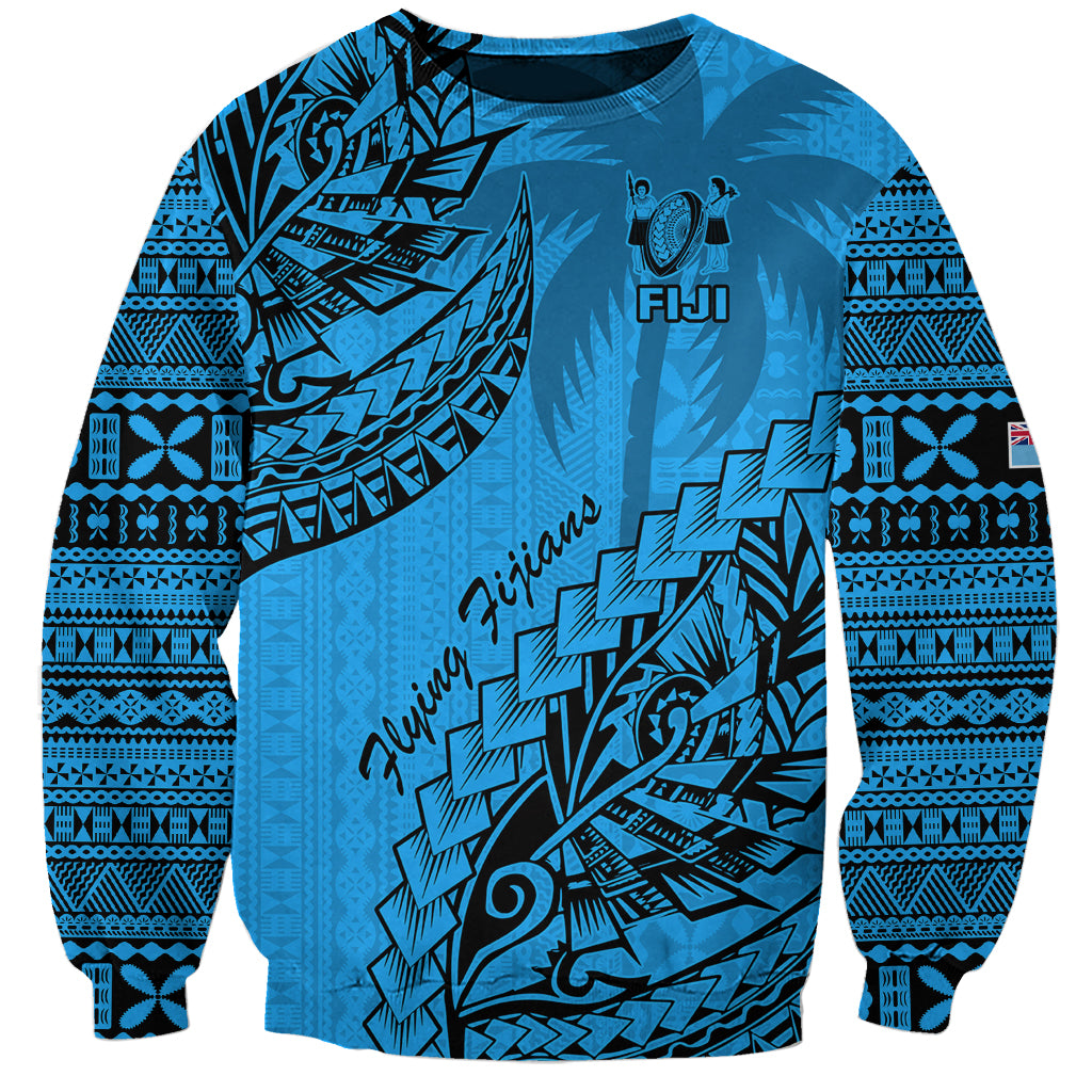Custom Fiji Rugby Sweatshirt Kaiviti Fijian Tribal World Cup Blue No1 LT9 Unisex Blue - Polynesian Pride
