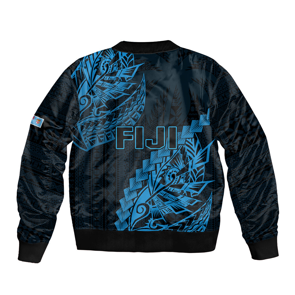 Fiji Rugby Bomber Jacket Kaiviti Fijian Tribal World Cup Blue No2 LT9 - Polynesian Pride