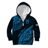 Fiji Rugby Kid Hoodie Kaiviti Fijian Tribal World Cup Blue No2 LT9 - Polynesian Pride