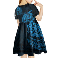 Fiji Rugby Kid Short Sleeve Dress Kaiviti Fijian Tribal World Cup Blue No2 LT9 - Polynesian Pride
