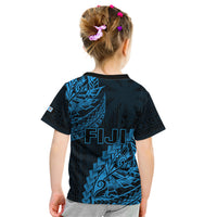 Fiji Rugby Kid T Shirt Kaiviti Fijian Tribal World Cup Blue No2 LT9 - Polynesian Pride