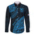Custom Fiji Rugby Family Matching Puletasi Dress and Hawaiian Shirt Kaiviti Fijian Tribal World Cup Blue No2 LT9 Dad's Shirt - Long Sleeve Blue - Polynesian Pride