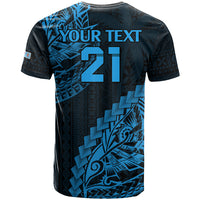 Custom Fiji Rugby T Shirt Kaiviti Fijian Tribal World Cup Blue No2 LT9 - Polynesian Pride
