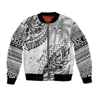 Fiji Rugby Bomber Jacket Kaiviti Fijian Tribal World Cup White LT9 Unisex White - Polynesian Pride