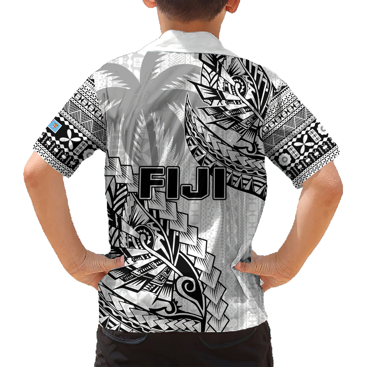 Fiji Rugby Kid Hawaiian Shirt Kaiviti Fijian Tribal World Cup White LT9 - Polynesian Pride