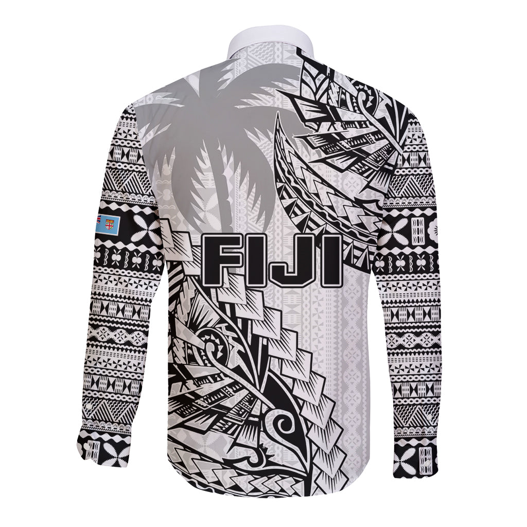 Fiji Rugby Long Sleeve Button Shirt Kaiviti Fijian Tribal World Cup White LT9 - Polynesian Pride
