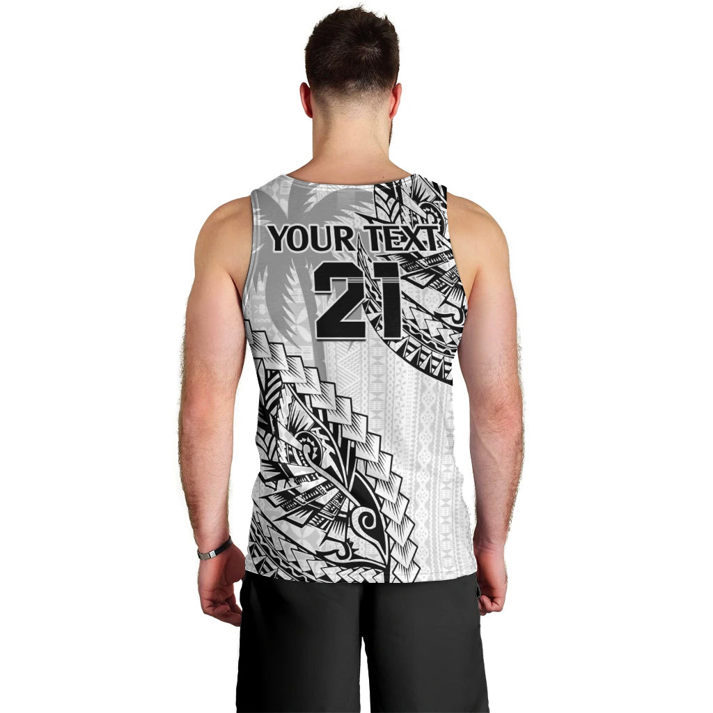 Custom Fiji Rugby Men Tank Top Kaiviti Fijian Tribal World Cup White LT9 - Polynesian Pride