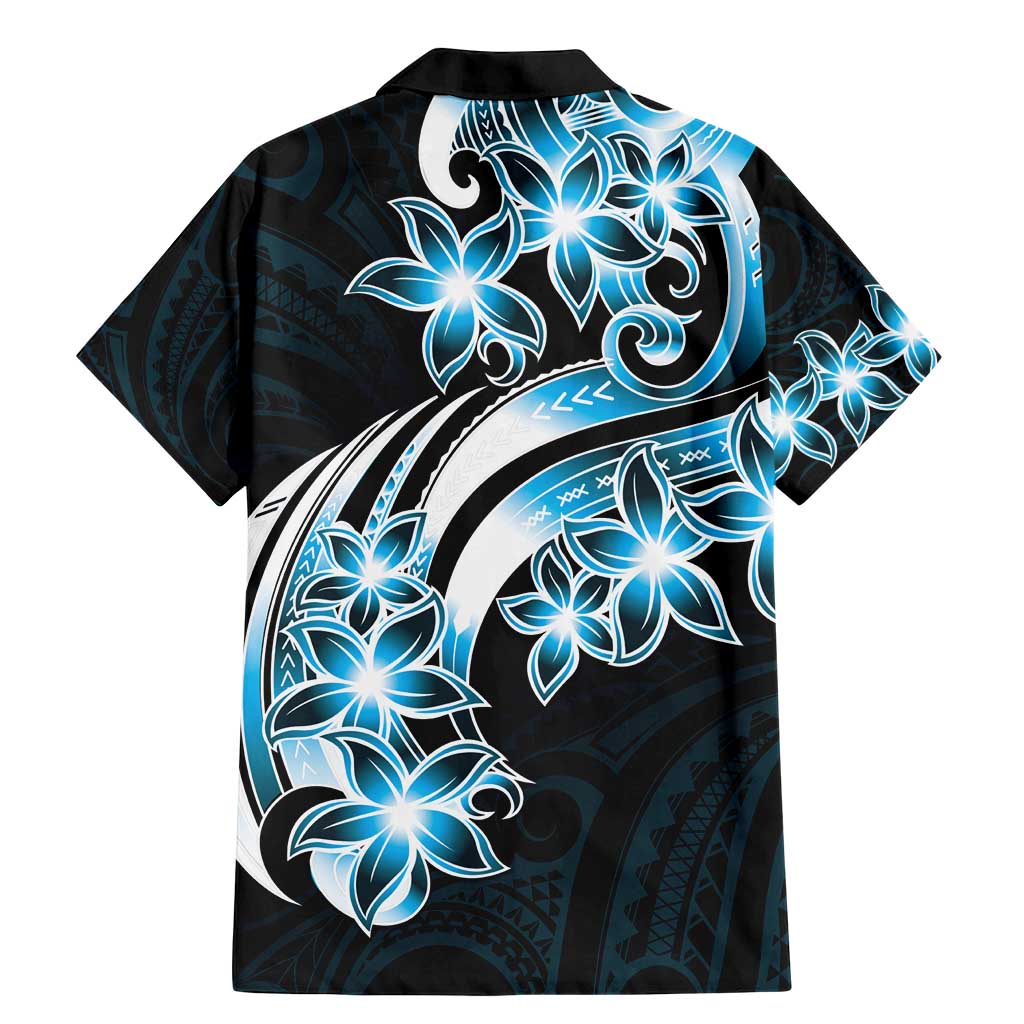 Plumeria Tribal Tattoo Family Matching Mermaid Dress and Hawaiian Shirt Blue Polynesian Pattern