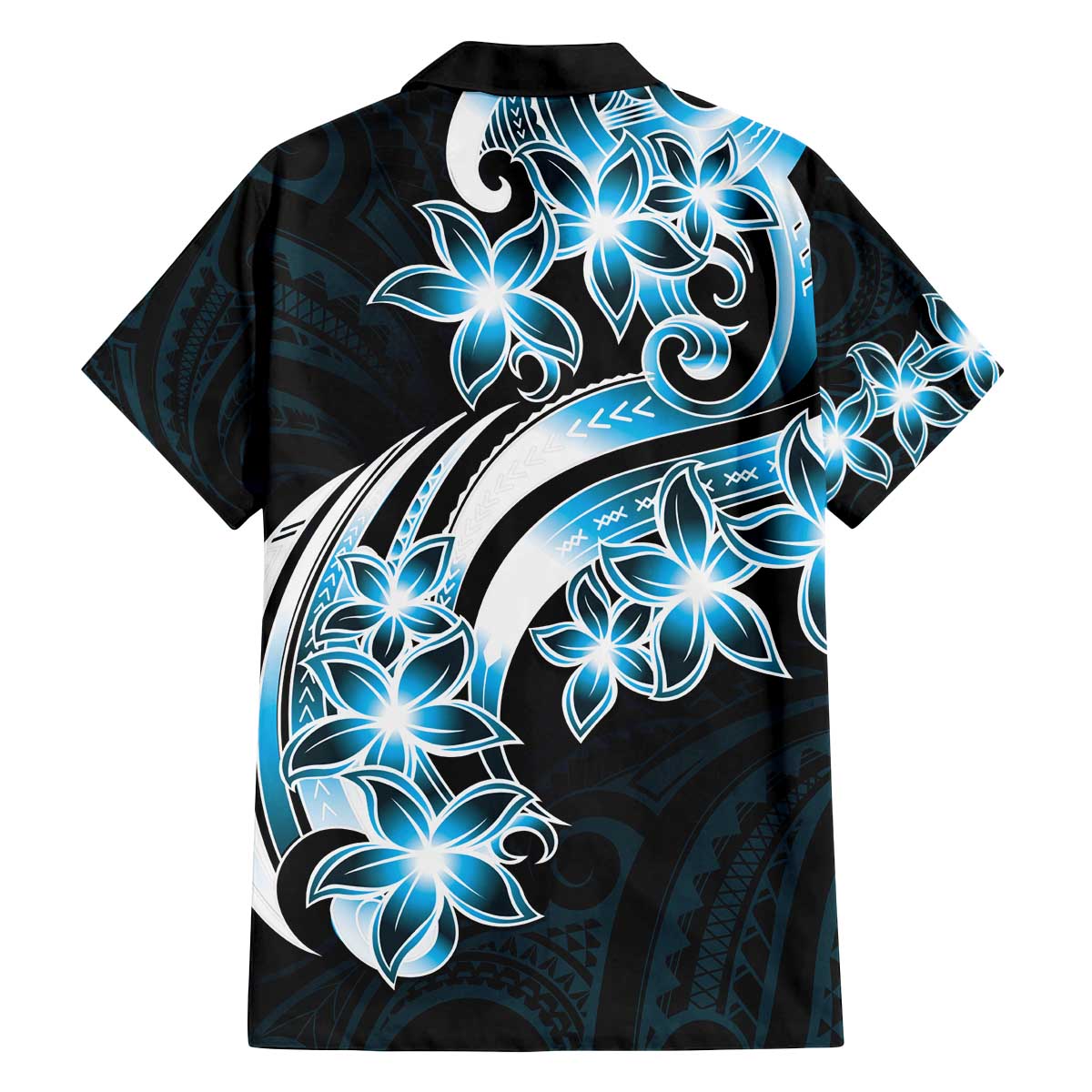 Plumeria Tribal Tattoo Family Matching Off The Shoulder Long Sleeve Dress and Hawaiian Shirt Blue Polynesian Pattern LT9 - Polynesian Pride