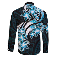 Plumeria Tribal Tattoo Family Matching Short Sleeve Bodycon Dress and Hawaiian Shirt Blue Polynesian Pattern LT9 - Polynesian Pride