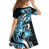 Plumeria Tribal Tattoo Family Matching Summer Maxi Dress and Hawaiian Shirt Blue Polynesian Pattern