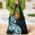 Plumeria Tribal Tattoo Grocery Bag Blue Polynesian Pattern