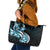 Plumeria Tribal Tattoo Leather Tote Bag Blue Polynesian Pattern
