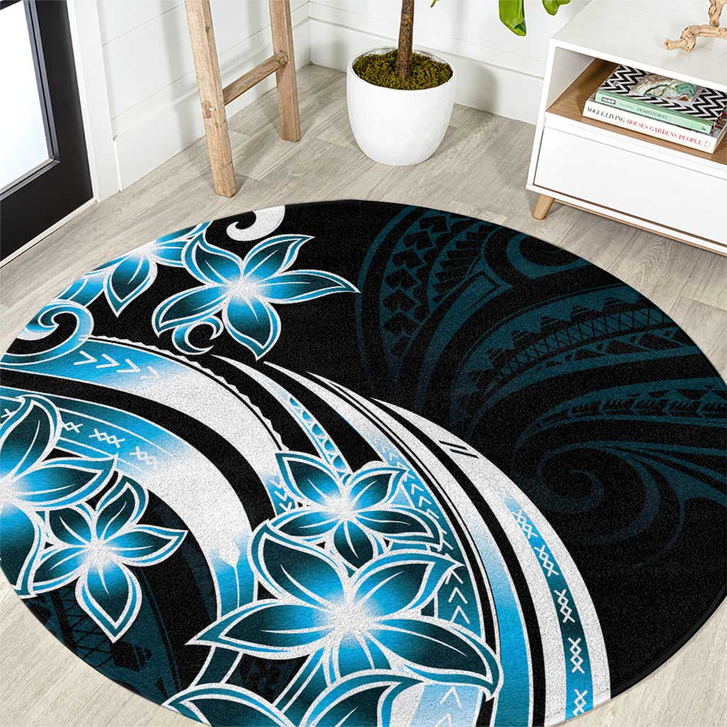 Plumeria Tribal Tattoo Round Carpet Blue Polynesian Pattern LT9 Blue - Polynesian Pride