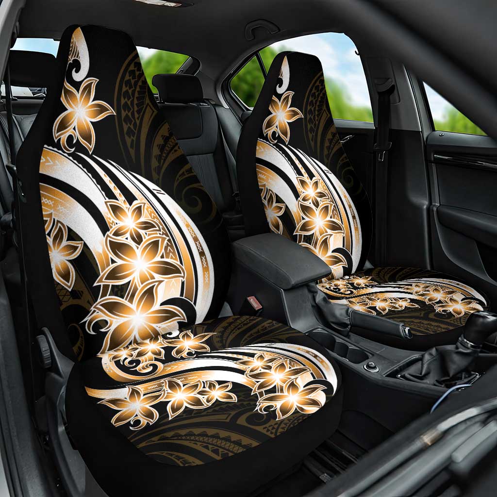 Plumeria Tribal Tattoo Car Seat Cover Gold Polynesian Pattern LT9 One Size Gold - Polynesian Pride