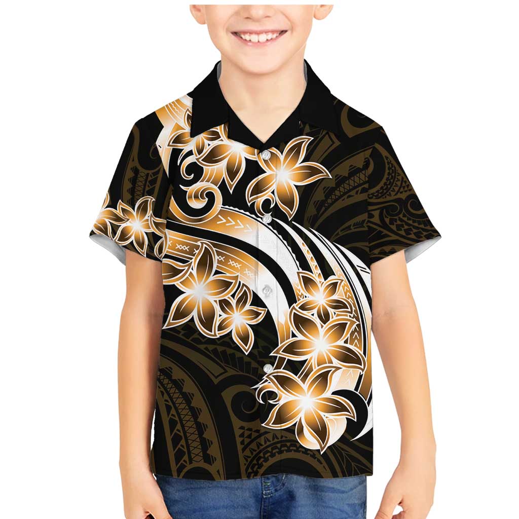 Plumeria Tribal Tattoo Family Matching Mermaid Dress and Hawaiian Shirt Gold Polynesian Pattern LT9 Son's Shirt Gold - Polynesian Pride