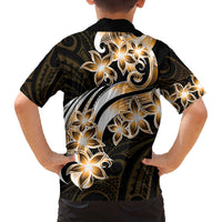 Plumeria Tribal Tattoo Family Matching Off The Shoulder Long Sleeve Dress and Hawaiian Shirt Gold Polynesian Pattern LT9 - Polynesian Pride