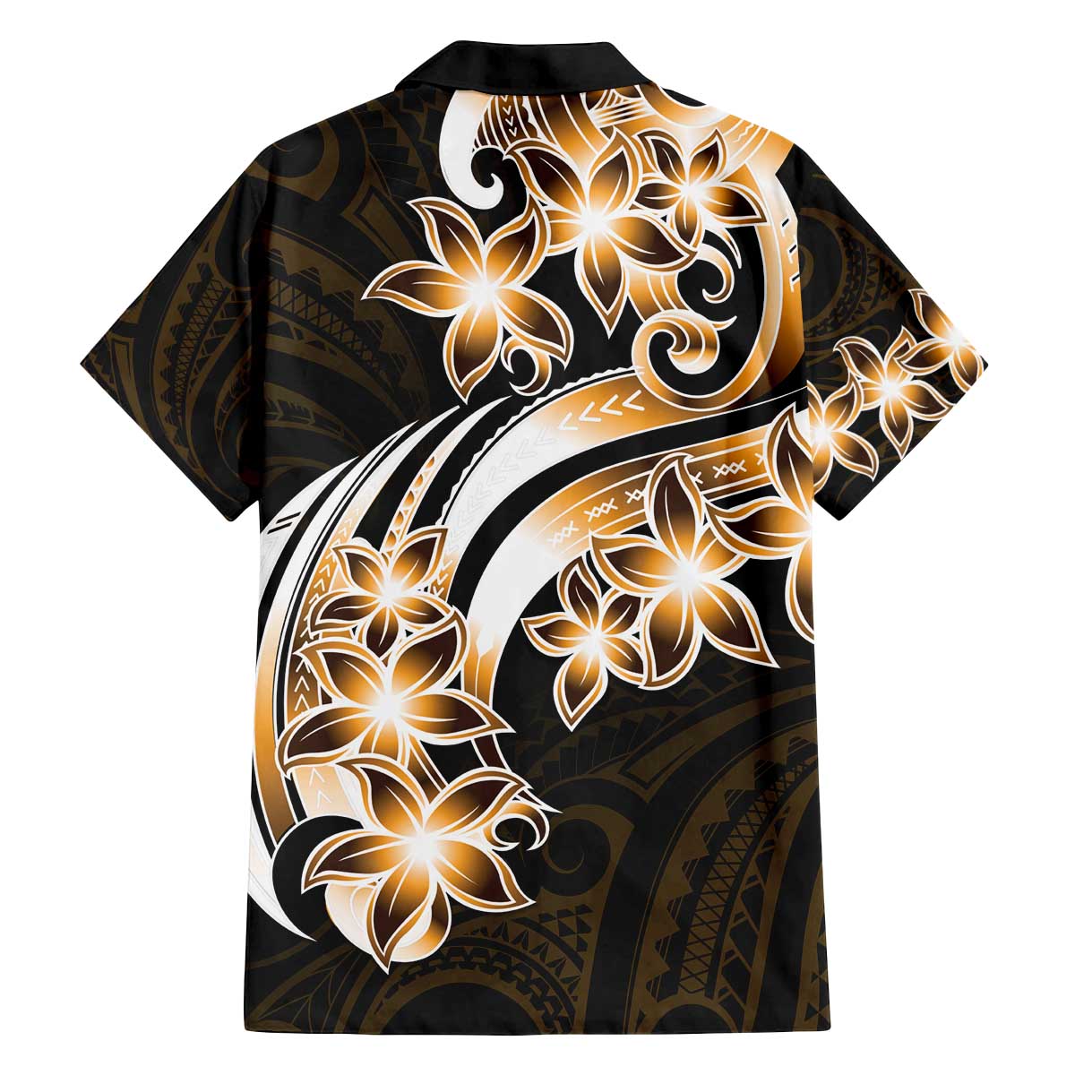 Plumeria Tribal Tattoo Family Matching Off The Shoulder Long Sleeve Dress and Hawaiian Shirt Gold Polynesian Pattern LT9 - Polynesian Pride