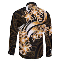 Plumeria Tribal Tattoo Family Matching Off The Shoulder Long Sleeve Dress and Hawaiian Shirt Gold Polynesian Pattern LT9 - Polynesian Pride