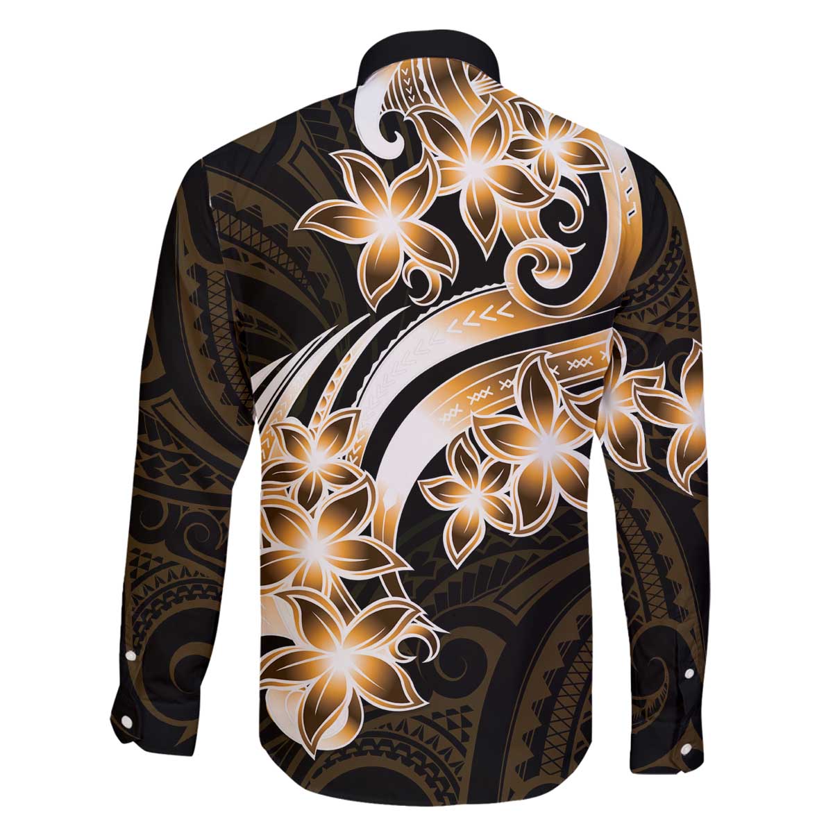 Plumeria Tribal Tattoo Family Matching Off Shoulder Short Dress and Hawaiian Shirt Gold Polynesian Pattern LT9 - Polynesian Pride