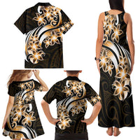 Plumeria Tribal Tattoo Family Matching Tank Maxi Dress and Hawaiian Shirt Gold Polynesian Pattern LT9 - Polynesian Pride