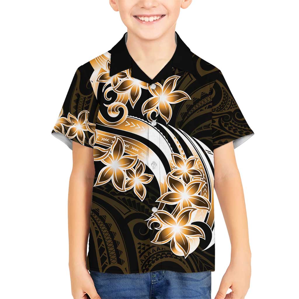 Plumeria Tribal Tattoo Family Matching Tank Maxi Dress and Hawaiian Shirt Gold Polynesian Pattern LT9 Son's Shirt Gold - Polynesian Pride