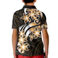 Plumeria Tribal Tattoo Kid Polo Shirt Gold Polynesian Pattern