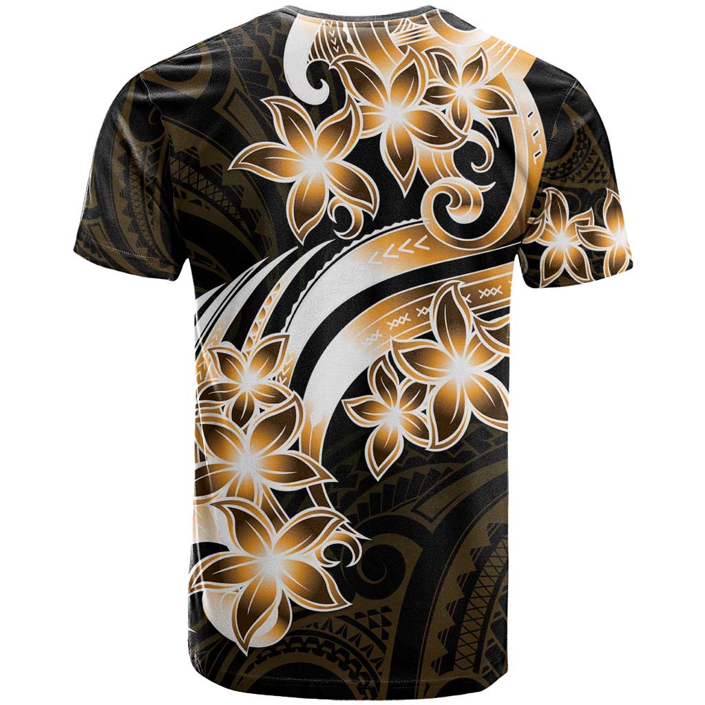 Plumeria Tribal Tattoo T Shirt Gold Polynesian Pattern
