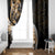Plumeria Tribal Tattoo Window Curtain Gold Polynesian Pattern