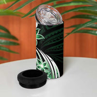 Plumeria Tribal Tattoo 4 in 1 Can Cooler Tumbler Green Polynesian Pattern