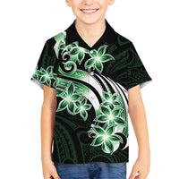 Plumeria Tribal Tattoo Family Matching Long Sleeve Bodycon Dress and Hawaiian Shirt Green Polynesian Pattern LT9 Son's Shirt Green - Polynesian Pride