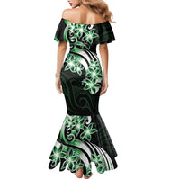 Plumeria Tribal Tattoo Family Matching Mermaid Dress and Hawaiian Shirt Green Polynesian Pattern LT9 - Polynesian Pride