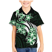 Plumeria Tribal Tattoo Family Matching Mermaid Dress and Hawaiian Shirt Green Polynesian Pattern LT9 Son's Shirt Green - Polynesian Pride