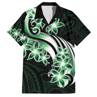 Plumeria Tribal Tattoo Family Matching Off Shoulder Short Dress and Hawaiian Shirt Green Polynesian Pattern LT9 Dad's Shirt - Short Sleeve Green - Polynesian Pride