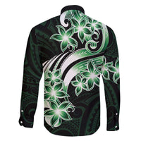 Plumeria Tribal Tattoo Family Matching Off Shoulder Short Dress and Hawaiian Shirt Green Polynesian Pattern LT9 - Polynesian Pride