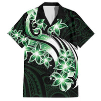 Plumeria Tribal Tattoo Family Matching Short Sleeve Bodycon Dress and Hawaiian Shirt Green Polynesian Pattern LT9 Dad's Shirt - Short Sleeve Green - Polynesian Pride