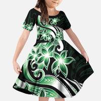 Plumeria Tribal Tattoo Family Matching Tank Maxi Dress and Hawaiian Shirt Green Polynesian Pattern LT9 Daughter's Dress Green - Polynesian Pride