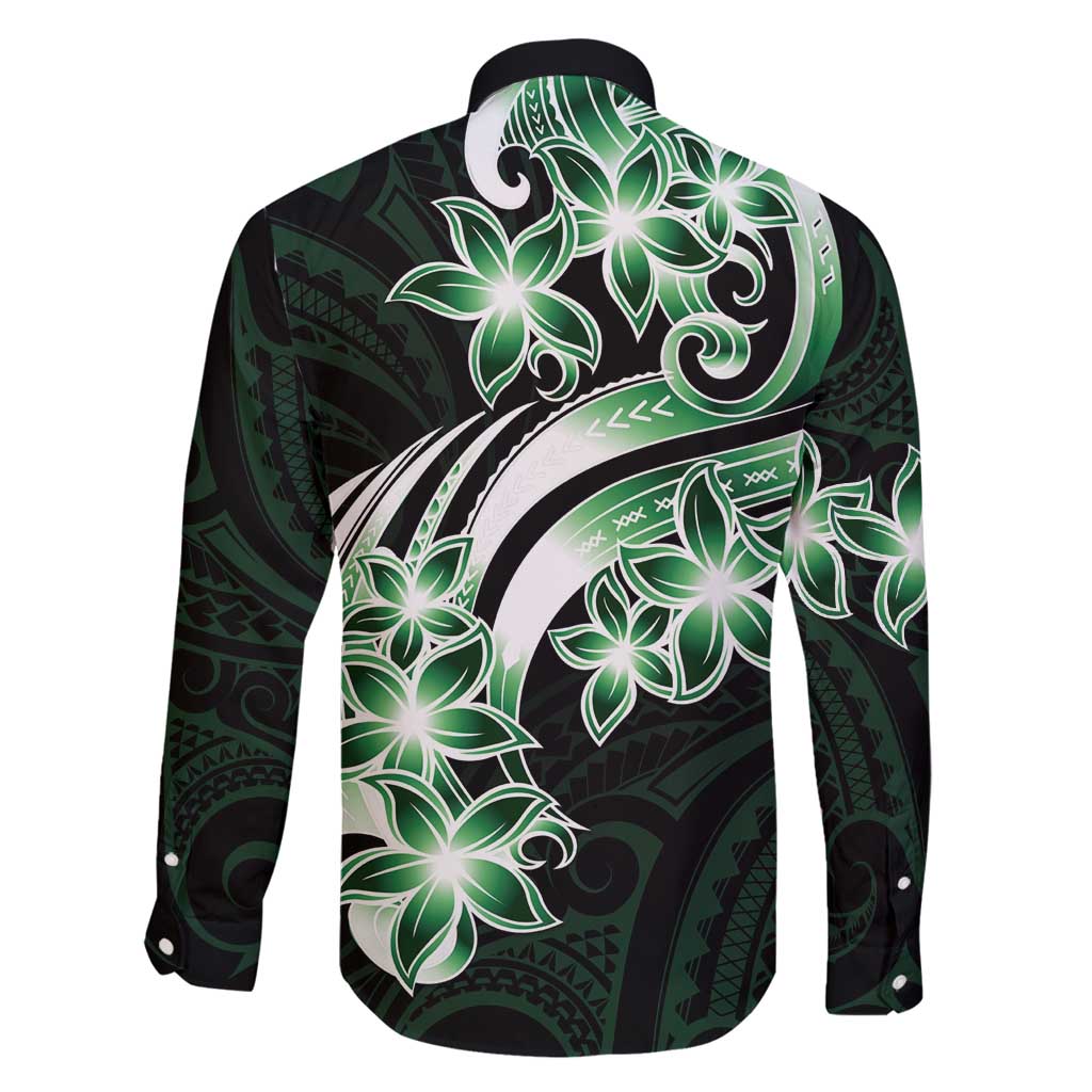 Plumeria Tribal Tattoo Family Matching Tank Maxi Dress and Hawaiian Shirt Green Polynesian Pattern LT9 - Polynesian Pride