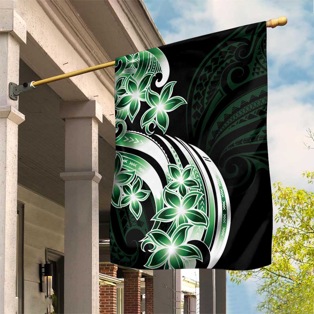 Plumeria Tribal Tattoo Garden Flag Green Polynesian Pattern LT9 House Flag Green - Polynesian Pride