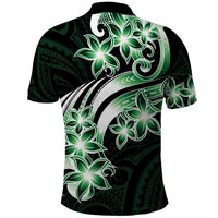 Plumeria Tribal Tattoo Polo Shirt Green Polynesian Pattern