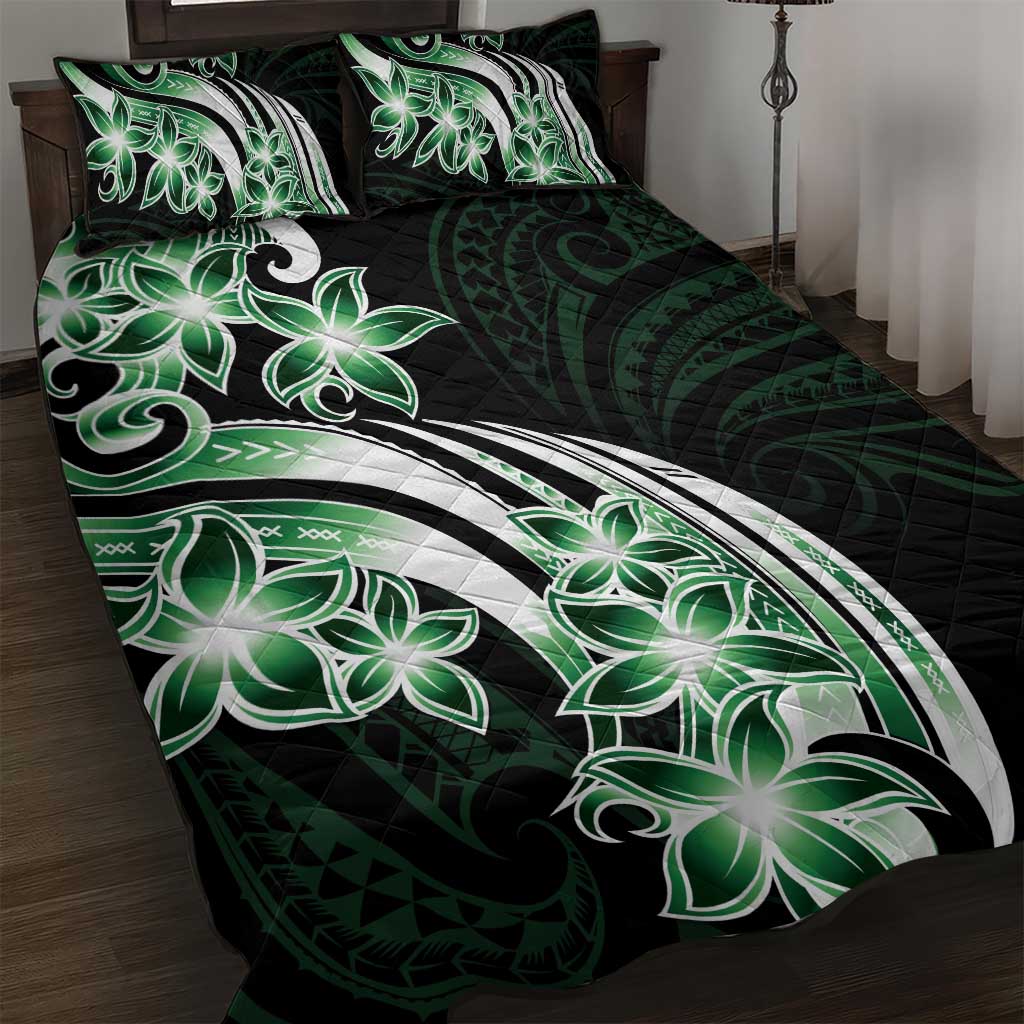 Plumeria Tribal Tattoo Quilt Bed Set Green Polynesian Pattern LT9 Green - Polynesian Pride