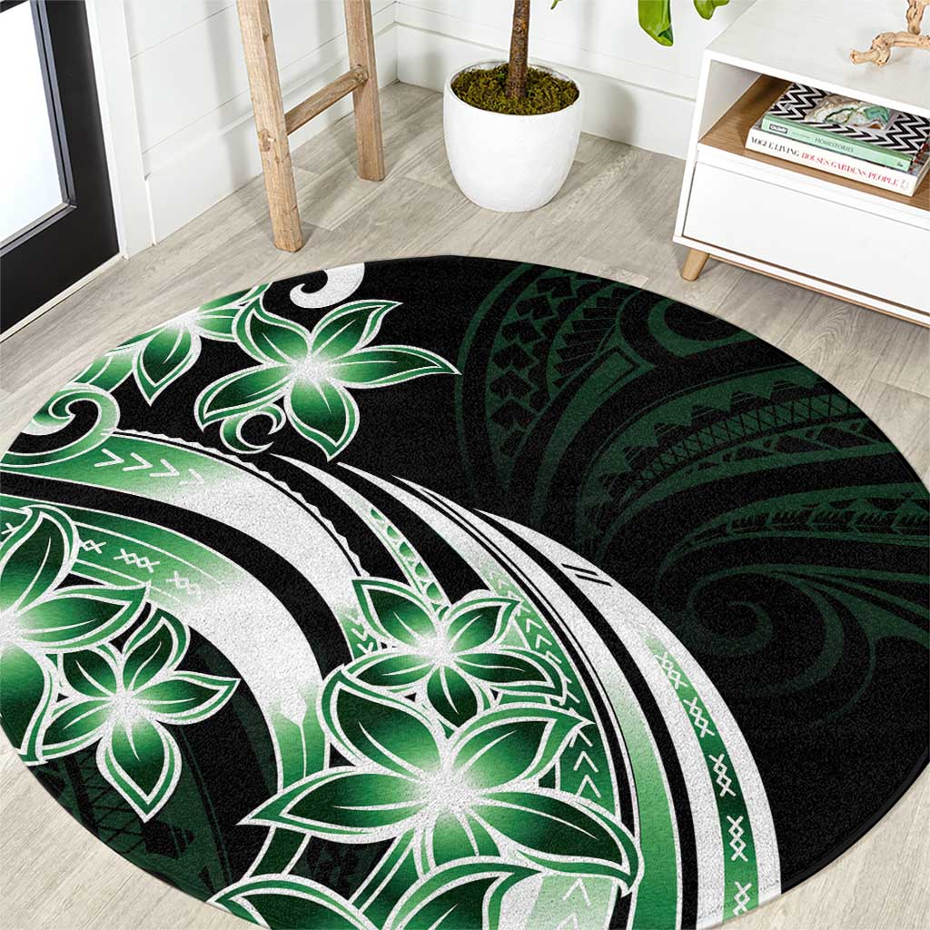 Plumeria Tribal Tattoo Round Carpet Green Polynesian Pattern LT9 Green - Polynesian Pride
