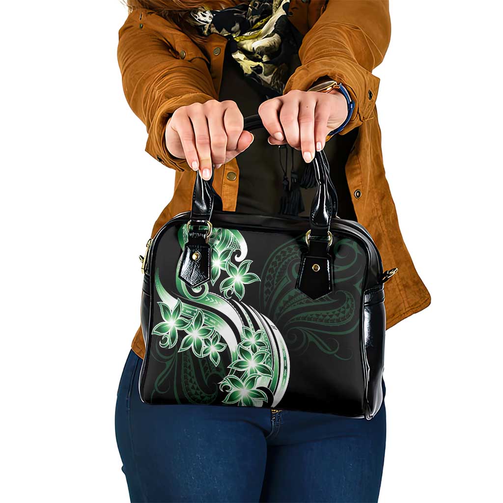 Plumeria Tribal Tattoo Shoulder Handbag Green Polynesian Pattern LT9 One Size Green - Polynesian Pride