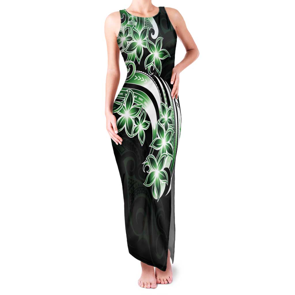Plumeria Tribal Tattoo Tank Maxi Dress Green Polynesian Pattern LT9 Women Green - Polynesian Pride