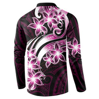 Plumeria Tribal Tattoo Button Sweatshirt Pink Polynesian Pattern